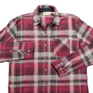Rustic Ridge Men's Medium Vintage Fleece Plaid Button Down Flannel